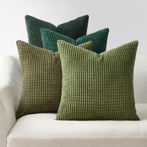 Topfinel Throw Pillows Covers for Couch Living Room DecorGreen Christmas Holiday 4 Pack Toss Cushion CaseVintage Fluffy Large Bedroom Shams 18x18 Inch Set of 445cm - Image 1