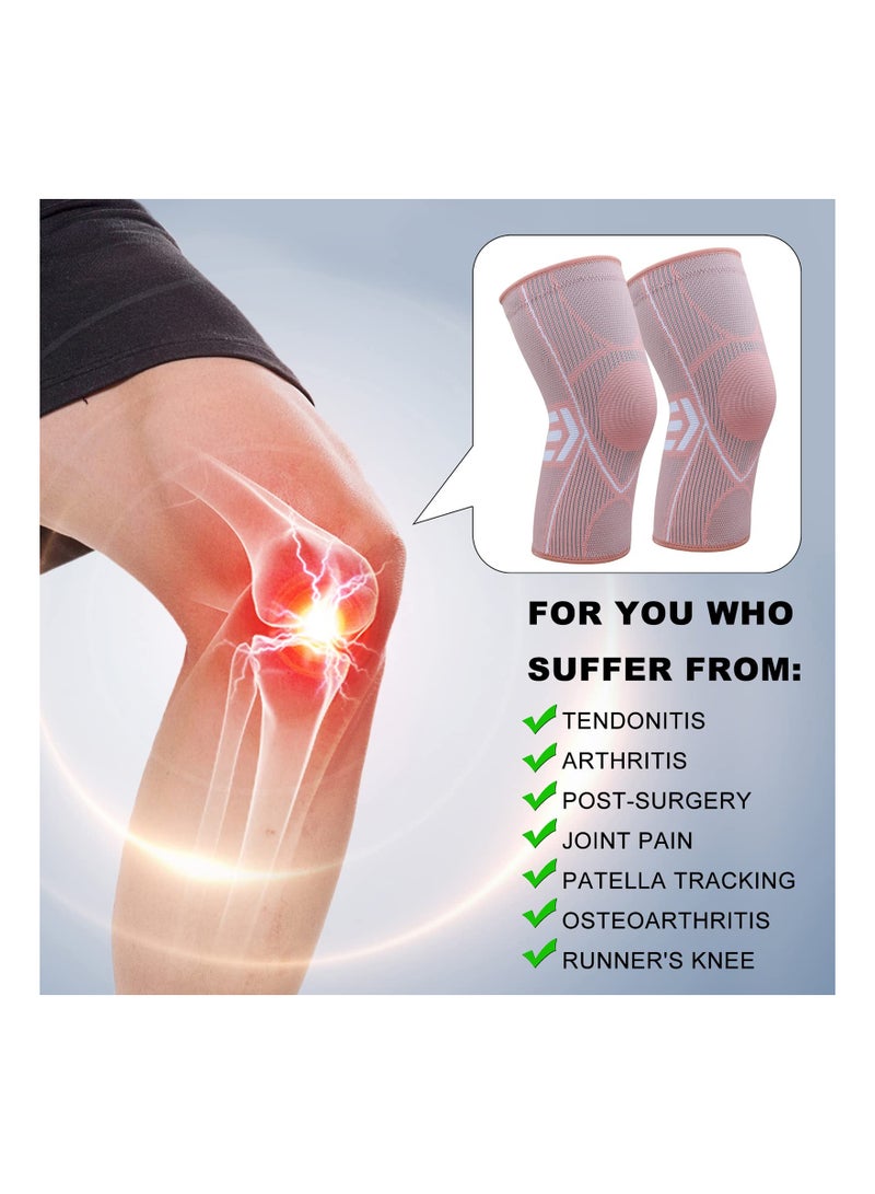 KASTWAVE Knee Braces for Knee Pain 2 pack, Knee Brace, Knee Compression Sleeve Support for Women & Men, Running, Gym, Hiking, Arthritis, Joint Pain Relief, Meniscus Tear, Injury Recovery, Sports (XL)  - Image 3