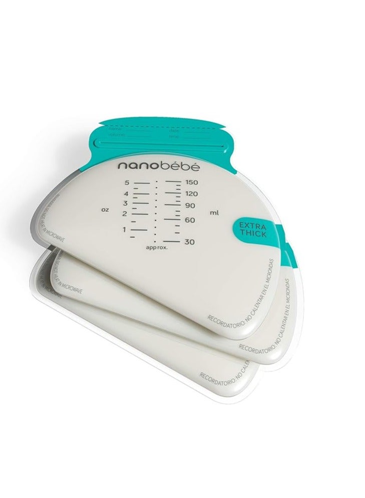 NANOBEBE 25 Pack Breast Milk Storage Bags and Organizer Freezer Oganizer Quick & Even Defrosting extra thick storage bags for Breastfed Babies Teal - Image 1