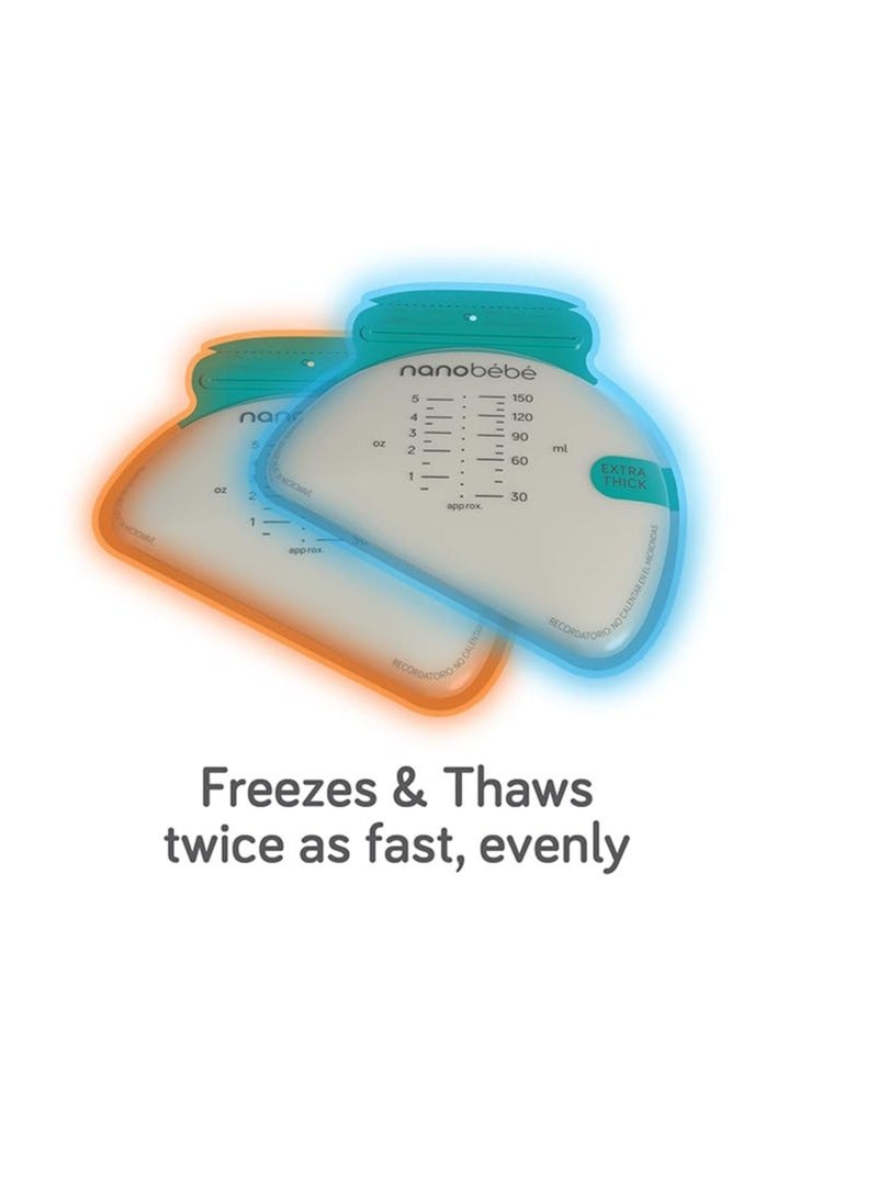 NANOBEBE 25 Pack Breast Milk Storage Bags and Organizer Freezer Oganizer Quick & Even Defrosting extra thick storage bags for Breastfed Babies Teal - Image 3