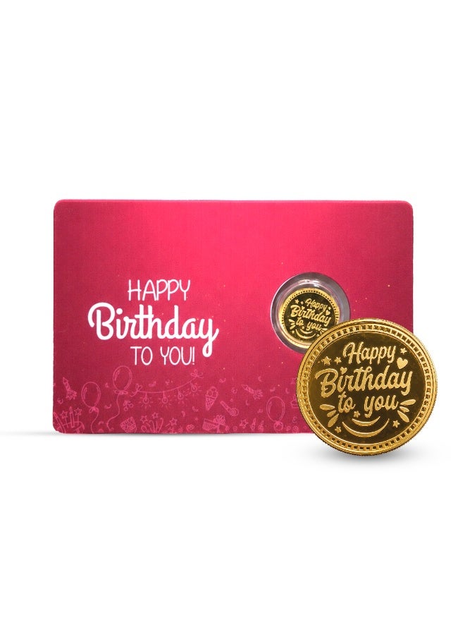 RG REFINERY Rafmoh Bullion 2 Grams 24k Gold Coin with Happy Birthday Design - 2 Grams Gold Coin 24KT 999.9 Purity - Image 1