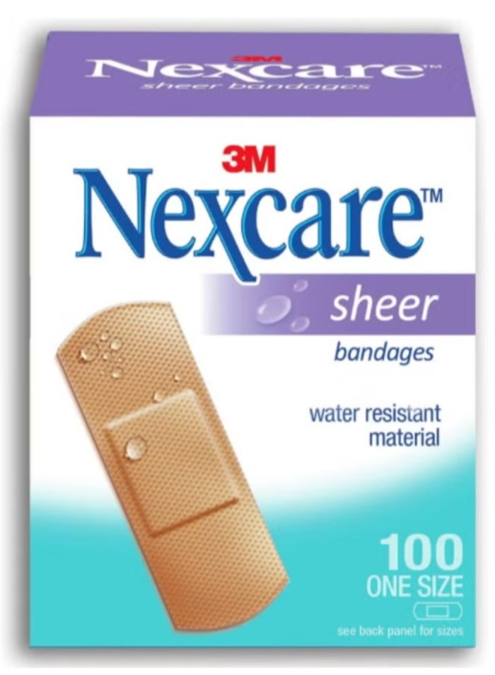Nexcare Sheer Comfort Bandages 25mm x 72mm - 100 Pack