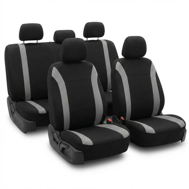 FH Group Automotive Car Seat Covers Cosmopolitan Flat Cloth Full Set Gray Seat Covers Airbag Compatible Split Bench with Gift Universal Fit Interior Accessories for Cars Trucks and SUVs - Image 2