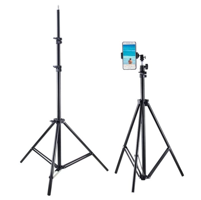 ADZOY 6.9 Feet (210cm) Strong Metal Tripod/Camera Stand with 360 Degree Rotatable Ball Head, Beauty Ring Fill Light Stand, Photography Umbrella, Selfie Video Recording - Image 2