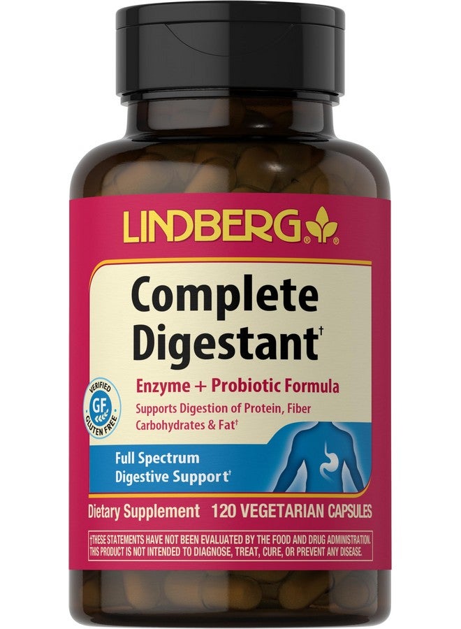 Lindberg Complete Digestant Multi-Enzyme Formula with Pancreatin and Betain Hydrochloride, 120 Capsules - Image 1