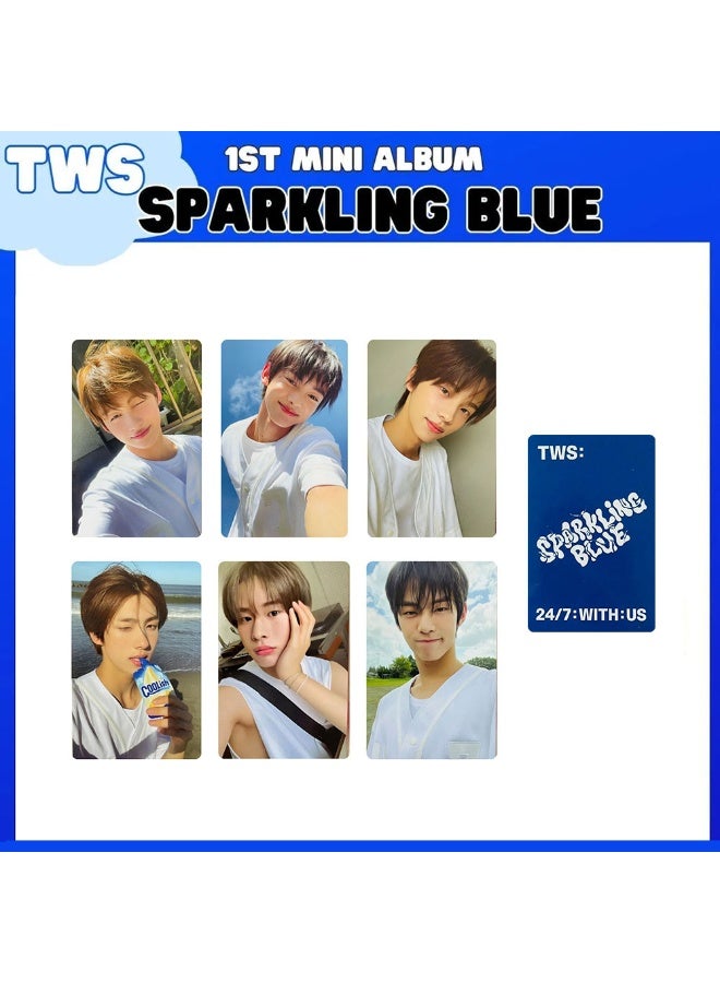NIBEMINENT 6 Pcs Kpop TWS Sparkling Blue Lomo Cards Card For Fans Collection Gifts - Image 1