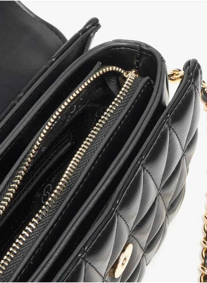Celeste Quilted Crossbody Bag with Magnetic Closure and Chain Link Strap