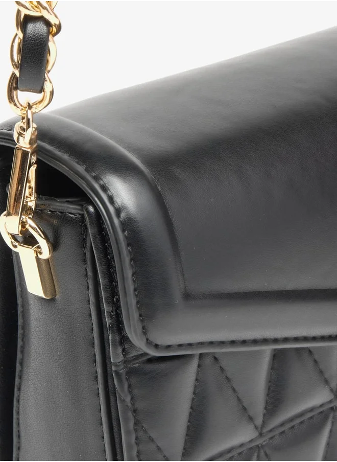 Celeste Quilted Crossbody Bag with Magnetic Closure and Chain Link Strap