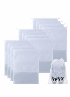 KASTWAVE 12 PCS Travel Shoe Storage Bag Non-Woven Storage Bag Portable Shoes Pouch with Transparent Window for Daily and Travel Use  - Image 1