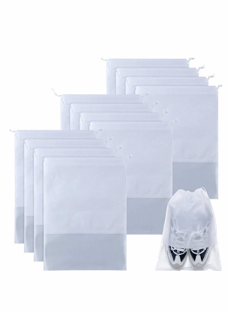 KASTWAVE 12 PCS Travel Shoe Storage Bag Non-Woven Storage Bag Portable Shoes Pouch with Transparent Window for Daily and Travel Use - Image 1