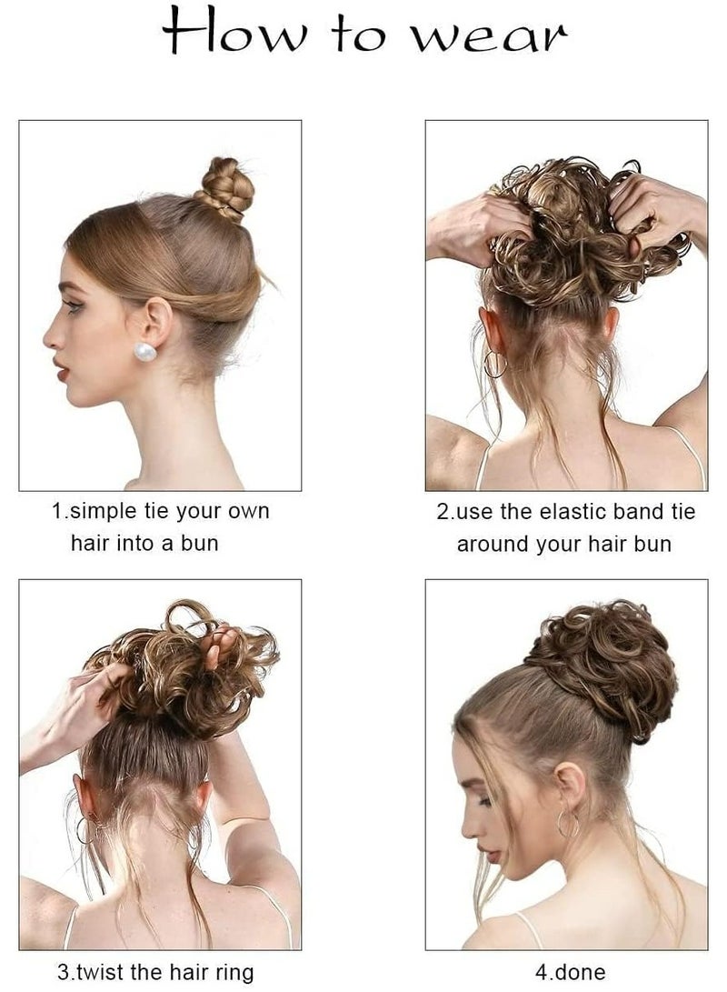 KHAJUL Messy Bun Hair Piece for Women, Synthetic Hair Extension with Scrunchies, Updo Ponytail (Dirty Blonde) - Image 5
