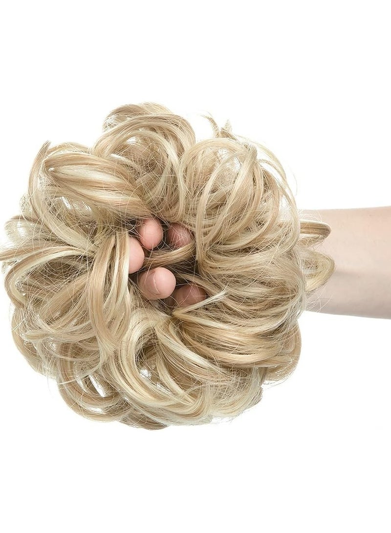 KHAJUL Messy Bun Hair Piece for Women, Synthetic Hair Extension with Scrunchies, Updo Ponytail (Dirty Blonde) - Image 3