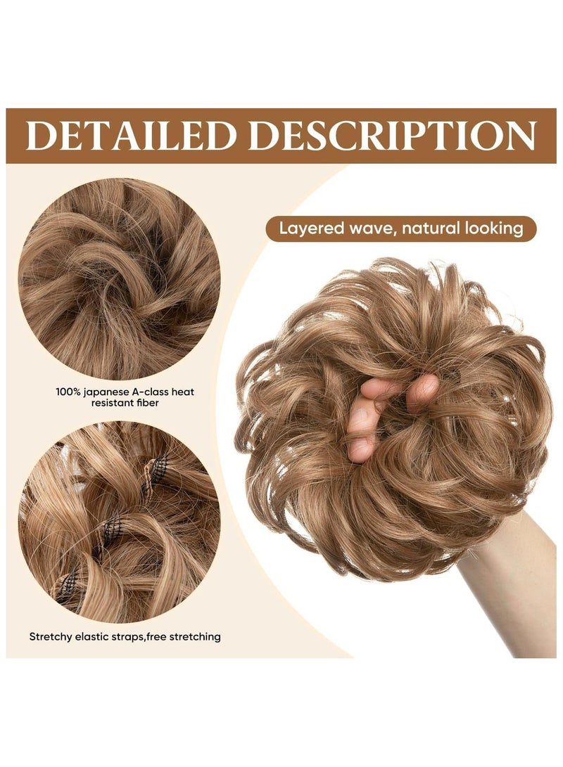 KHAJUL Messy Bun Hair Piece for Women, Synthetic Hair Extension with Scrunchies, Updo Ponytail (Dirty Blonde) - Image 4