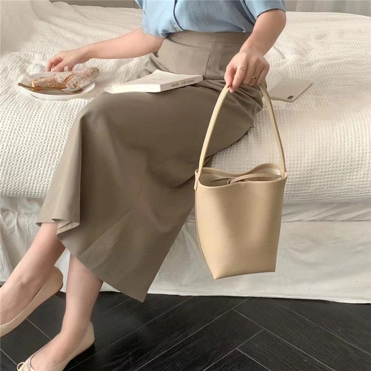Yahe Soft Leather Bucket Bag Women'S 2022 New Popular Niche Fashionable Litchi Pattern Shoulder Handheld Commuting Armpit - Image 5
