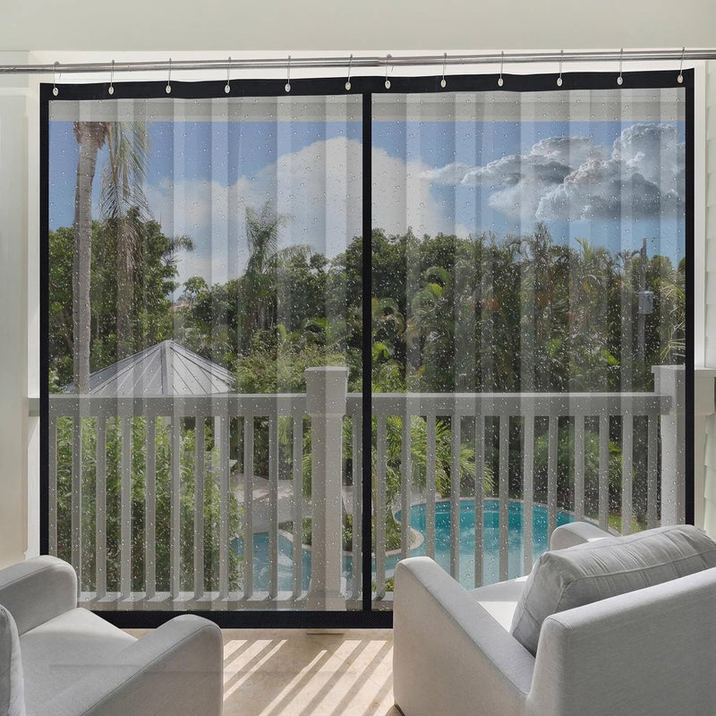 GREEN DECOR Waterproof Outdoor Transparent PVC Curtain with Top Eyelet Used for Balcony Door Window Protection for Dust Ac Wind Rain 45 X 9 Feet Pack of 1 Piece - Image 1