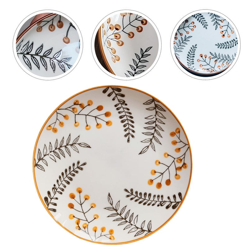 1Pc Retro Leaf Pattern Plate Ceramic Food Tray Dessert Container Orange - Image 3