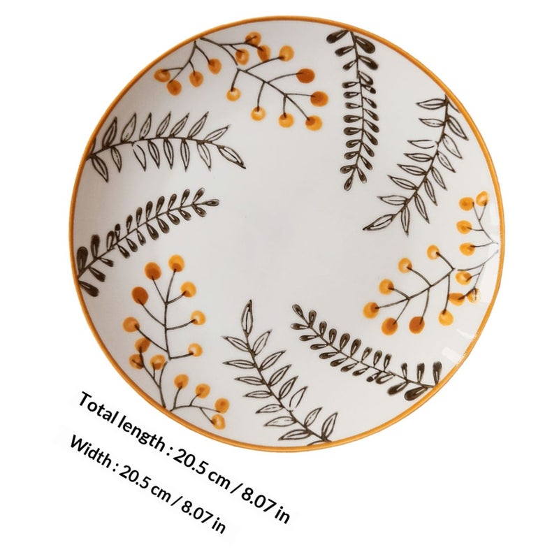 1Pc Retro Leaf Pattern Plate Ceramic Food Tray Dessert Container Orange - Image 2