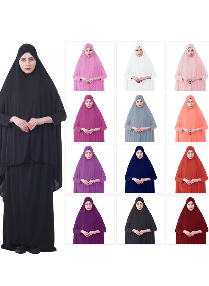 Long Sleeves Abaya With Hijab Pink - Image 2