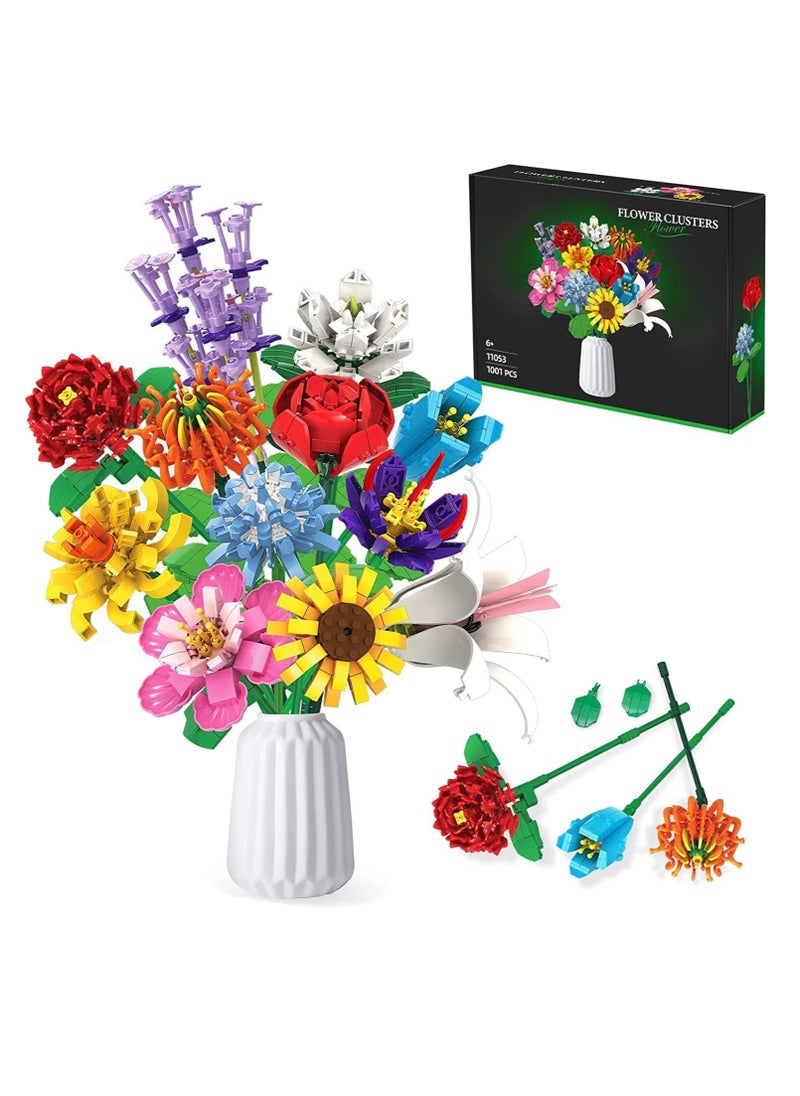SYOSI Flowers Bouquet Building Set, Plant Display Decor Set for The Home or Office, Creative Gift for Adults and Age 14+  - Image 1