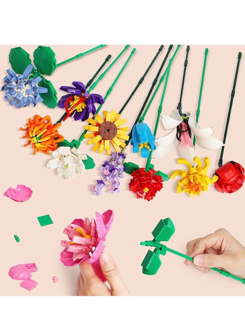 SYOSI Flowers Bouquet Building Set, Plant Display Decor Set for The Home or Office, Creative Gift for Adults and Age 14+  - Image 3