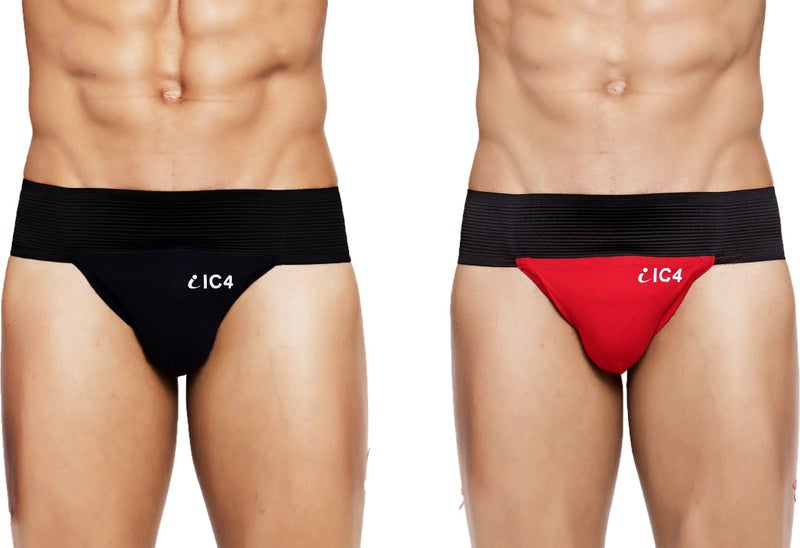 IC4 Store Men's Gym Supporter Combo Pack of 2 - Black and Red - Image 1