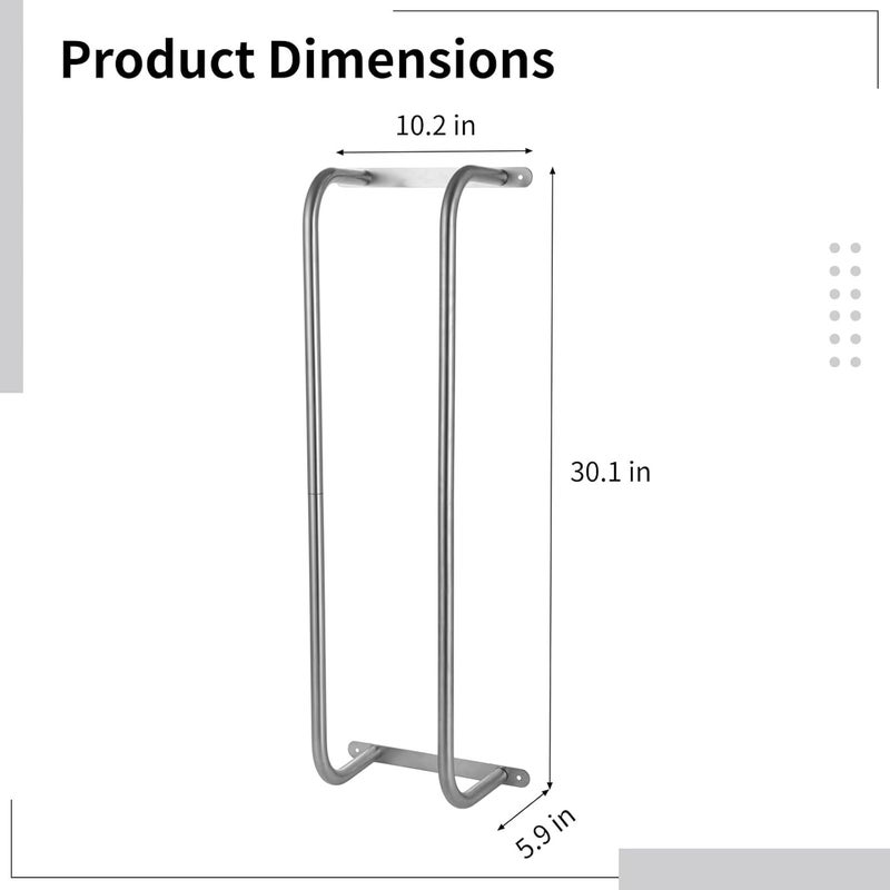 Wall Mounted Towel Rack for Bathroom, 304 Stainless Steel Double-Bar, Rustproof Space-Saving Towel Storage Organizer, Round Edge, 10.2 x 5.9 x 30.1 in - Image 4