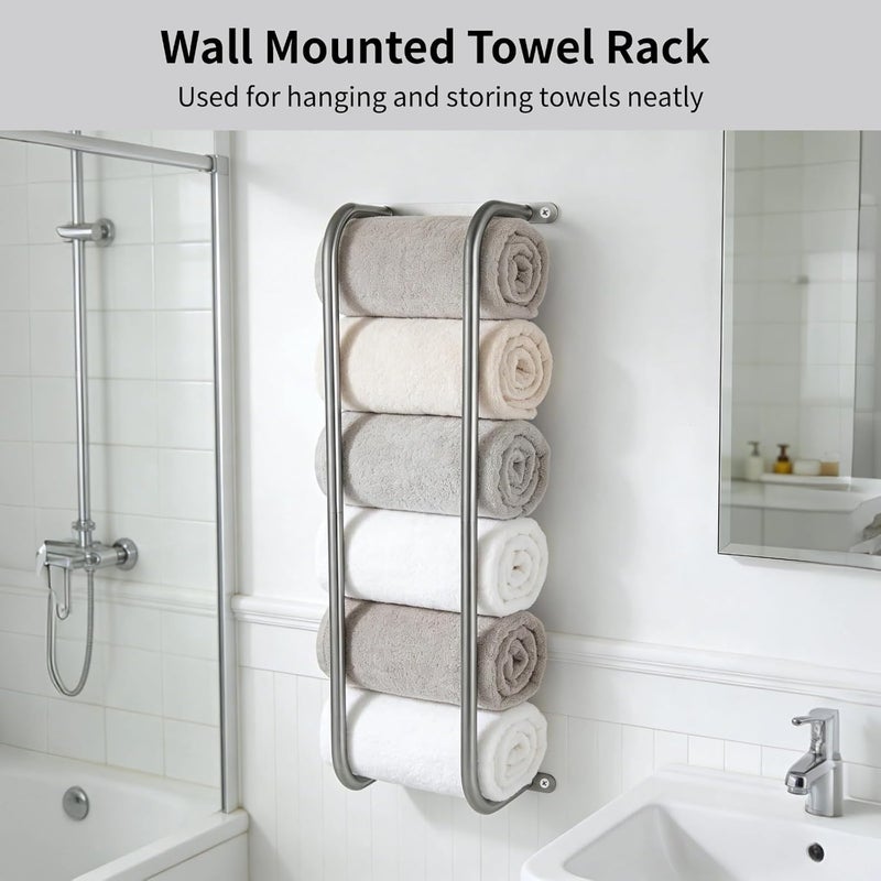 Wall Mounted Towel Rack for Bathroom, 304 Stainless Steel Double-Bar, Rustproof Space-Saving Towel Storage Organizer, Round Edge, 10.2 x 5.9 x 30.1 in - Image 2