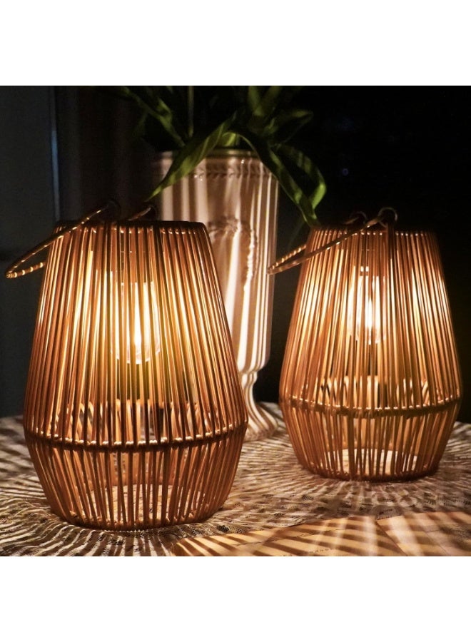 Zarmanuae Solar Lanterns Outdoor, Rattan Waterproof Solar Lights for Outside Hanging Solar Lights Outdoor Solar Lamp Lights Decoration for Garden Yard Patio Porch Trees Lawn Pathway, 2 Pack - Image 1
