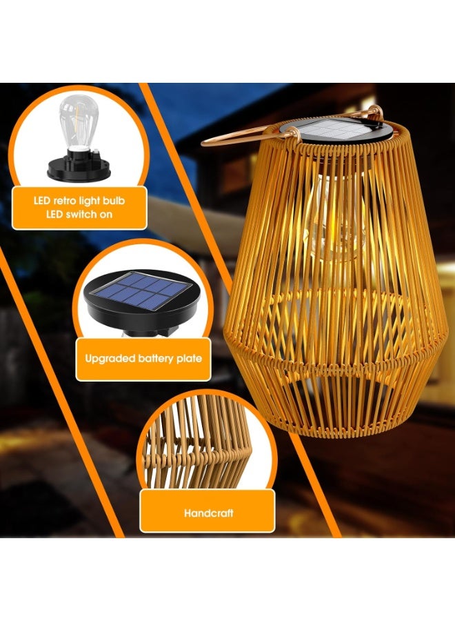 Zarmanuae Solar Lanterns Outdoor, Rattan Waterproof Solar Lights for Outside Hanging Solar Lights Outdoor Solar Lamp Lights Decoration for Garden Yard Patio Porch Trees Lawn Pathway, 2 Pack - Image 2