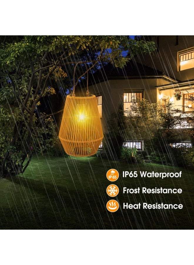 Zarmanuae Solar Lanterns Outdoor, Rattan Waterproof Solar Lights for Outside Hanging Solar Lights Outdoor Solar Lamp Lights Decoration for Garden Yard Patio Porch Trees Lawn Pathway, 2 Pack - Image 3