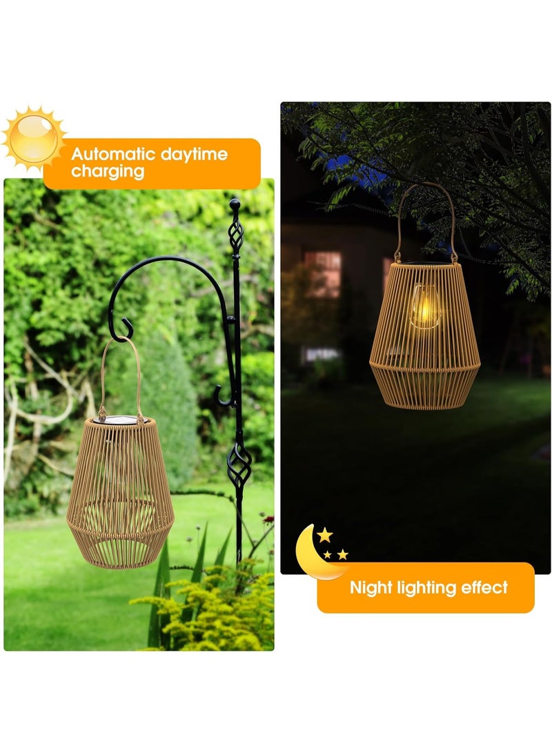 Zarmanuae Solar Lanterns Outdoor, Rattan Waterproof Solar Lights for Outside Hanging Solar Lights Outdoor Solar Lamp Lights Decoration for Garden Yard Patio Porch Trees Lawn Pathway, 2 Pack - Image 5