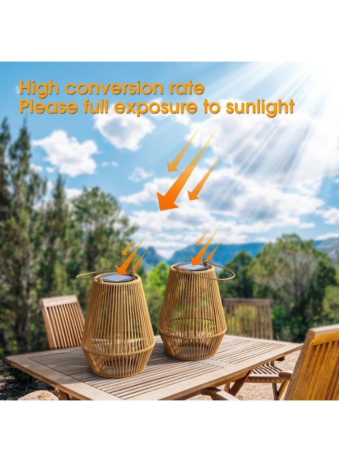 Zarmanuae Solar Lanterns Outdoor, Rattan Waterproof Solar Lights for Outside Hanging Solar Lights Outdoor Solar Lamp Lights Decoration for Garden Yard Patio Porch Trees Lawn Pathway, 2 Pack - Image 4