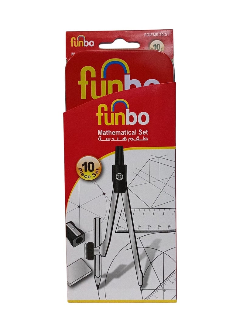 Funbo 10-Piece Essentials Geometry Set Silver/Black  - Image 1