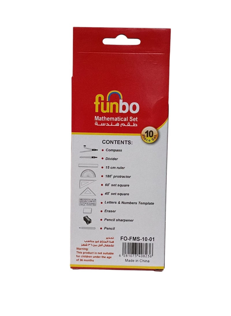 Funbo 10-Piece Essentials Geometry Set Silver/Black  - Image 2