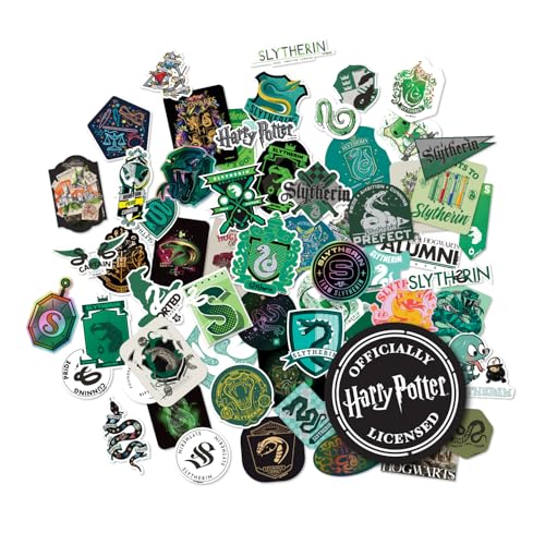 Conquest Journals Harry Potter Slytherin Hogwarts House Sticker Set, 5 Hologram Stickers, Waterproof, UV & Scratch-Resistant, Decals for Laptops, Water Bottles & More, Officially Licensed (60-Count) - Image 1