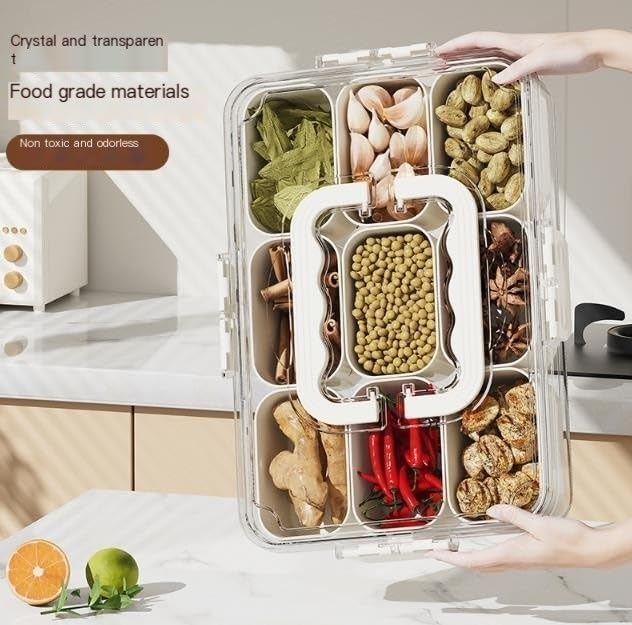 SARVANGAH Kitchen Storage Box 69 Compartment Organizer Storage Box Fridge Organiser Storage Boxes Multi Compartment Storage for Snacks Fresh Fruit Vegetables 9 Compartment Box - Image 2