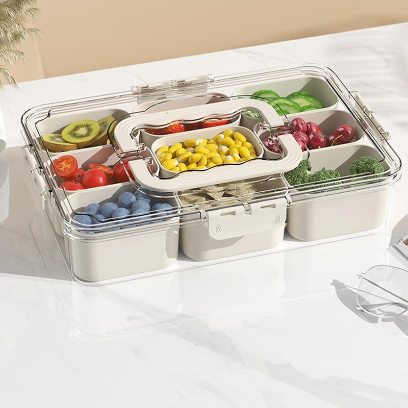 SARVANGAH Kitchen Storage Box 69 Compartment Organizer Storage Box Fridge Organiser Storage Boxes Multi Compartment Storage for Snacks Fresh Fruit Vegetables 9 Compartment Box - Image 5