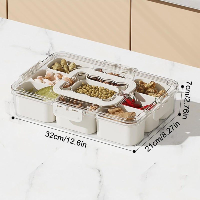 SARVANGAH Kitchen Storage Box 69 Compartment Organizer Storage Box Fridge Organiser Storage Boxes Multi Compartment Storage for Snacks Fresh Fruit Vegetables 9 Compartment Box - Image 4