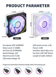 havit Cpu Cooling Fan Intelligent Adjustment PC Radiator 4pin Intelligent Temperature Control High Speed Low Noise Suitable for Desktop Computer/Asus/HP/Lenovo/Windows  - Image 2