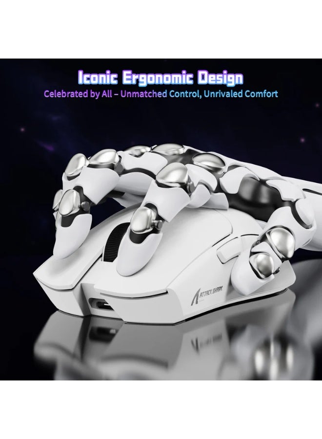 Attack Shark Shark Attack X11SE Ultralight Wireless Tri-Mode Gaming Mouse - 2.4GHz/USB-C Wired/Bluetooth PixArt PAW3311 Gaming Sensor, 22K DPI, 5 Programmable Buttons for Laptops, PC, Mac - White - Image 3