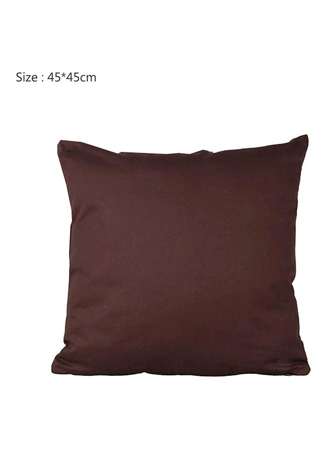 4 Piece Solid Color Polyester Spandex Fabric Decorative Cushion Cover Brown 45x45cm - Image 2