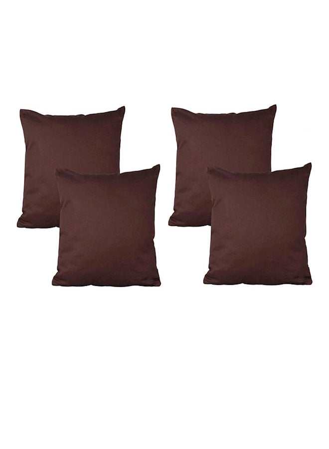 4 Piece Solid Color Polyester Spandex Fabric Decorative Cushion Cover Brown 45x45cm - Image 1