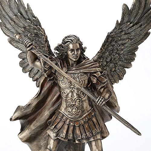 Veronese Design 11.4 Inch Archangel Saint Michael Unsheathing The Sword Antique Bronze Finish Guardian Angel Statue - Image 5