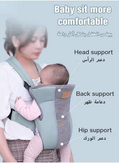 شو وو حاملة لفافات أطفال قابلة للتعديل، حاملات أمامية/خلفية مريحة قابلة للتنفس للأطفال حديثي الولادة وحتى الأطفال الصغار بوزن 0-15 كجم، مقاس واحد يناسب الجميع  - Image 3