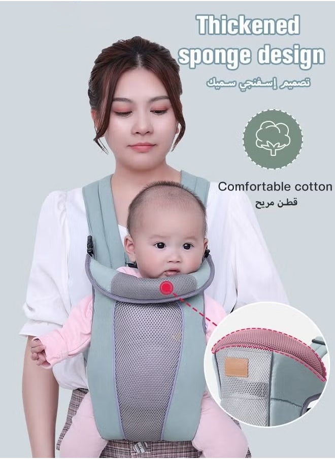 شو وو - حاملة لفافات أطفال قابلة للتعديل، حاملات أمامية/خلفية مريحة قابلة للتنفس للأطفال حديثي الولادة وحتى الأطفال الصغار بوزن 0-15 كجم، مقاس واحد يناسب الجميع - Image 1