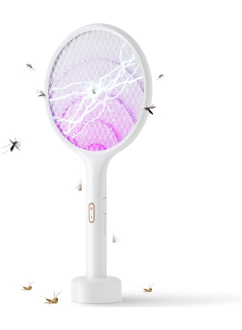 MOSH Electric Fly Swatter 4000V Bug Zapper Racket with Dual Modes, Mosquito UV Light, Rechargeable Base, Indoor & Outdoor Insect Killer (1 Pack) - Image 1