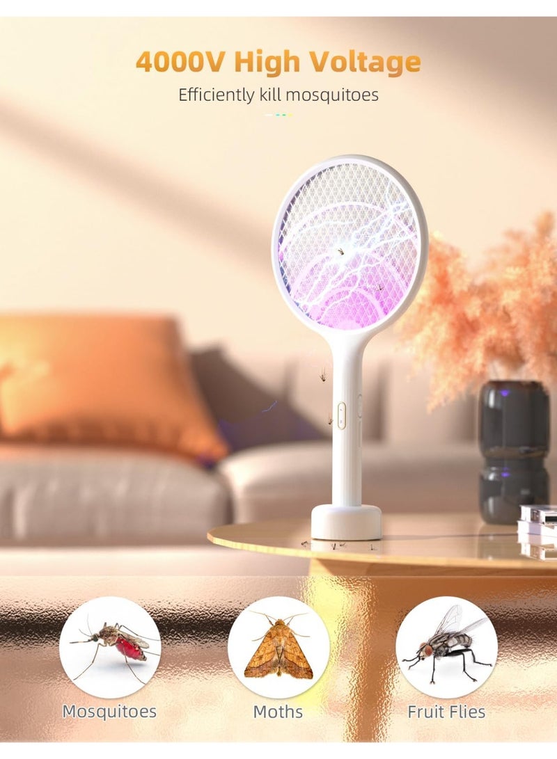 MOSH Electric Fly Swatter 4000V Bug Zapper Racket with Dual Modes, Mosquito UV Light, Rechargeable Base, Indoor & Outdoor Insect Killer (1 Pack) - Image 3