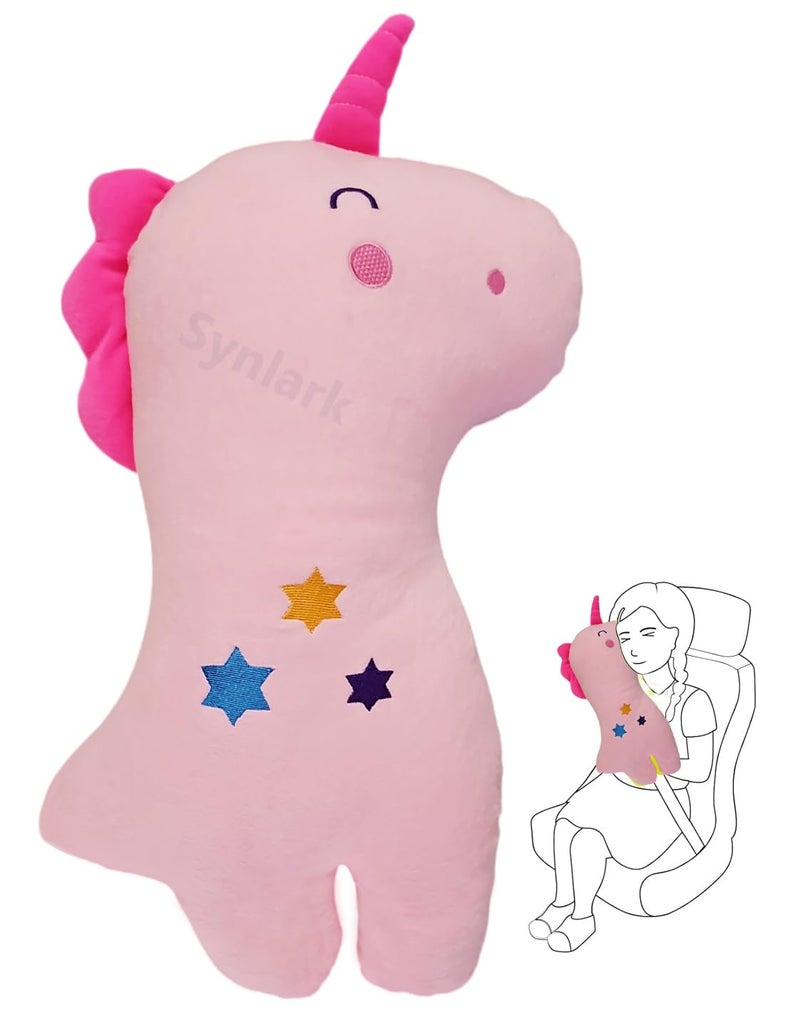 Synlark Synlark® Seatbelt Pillow for Kids, Car Pillow Seat Belt Cushion, Covers Child Seat Head Rest Support Shoulder Pad, Seat Strap Pillows Adjuster for Children Baby (Baby-Pink) - Image 1
