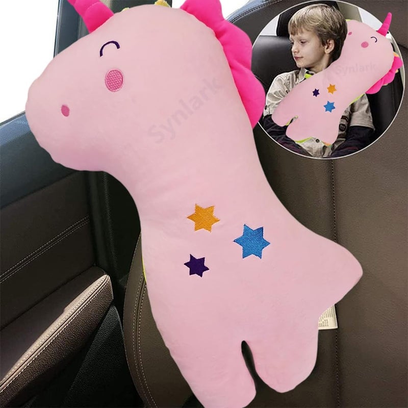 Synlark Synlark® Seatbelt Pillow for Kids, Car Pillow Seat Belt Cushion, Covers Child Seat Head Rest Support Shoulder Pad, Seat Strap Pillows Adjuster for Children Baby (Baby-Pink) - Image 4