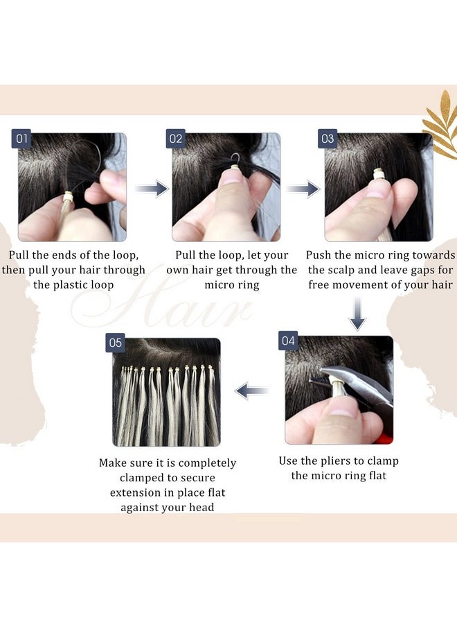 Ugeat - Micro Loop Human Hair Extensions Balayage Dark Brown To Ash Blonde Mix Brown Microlink Hair Extensions Human Hair Real Hair Extensions Micro Ring 50S 16 Inch - Image 1